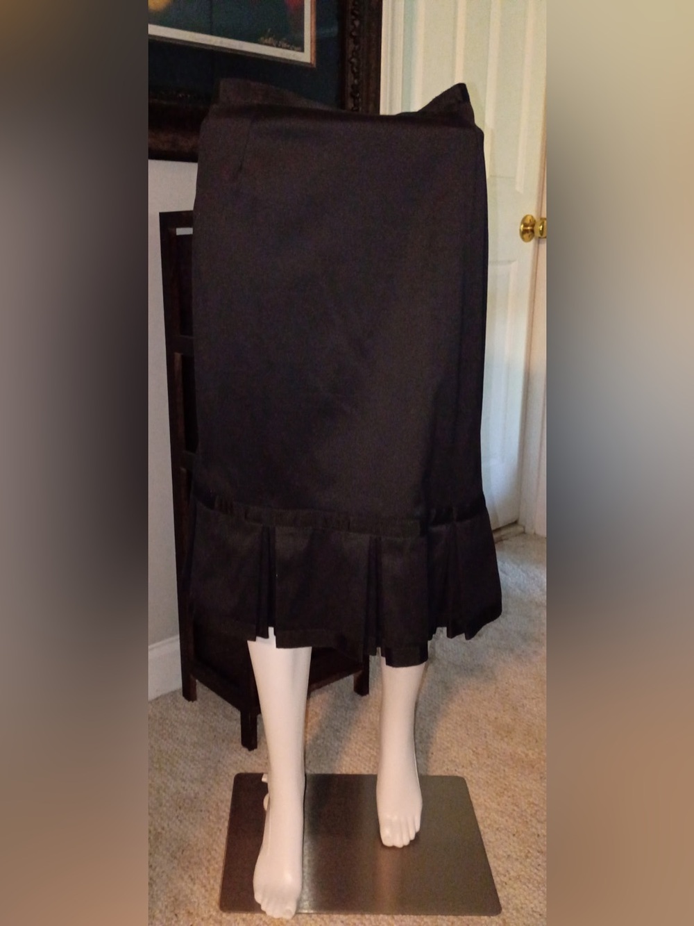 Women's Black Midi Skirt with Flared Hem